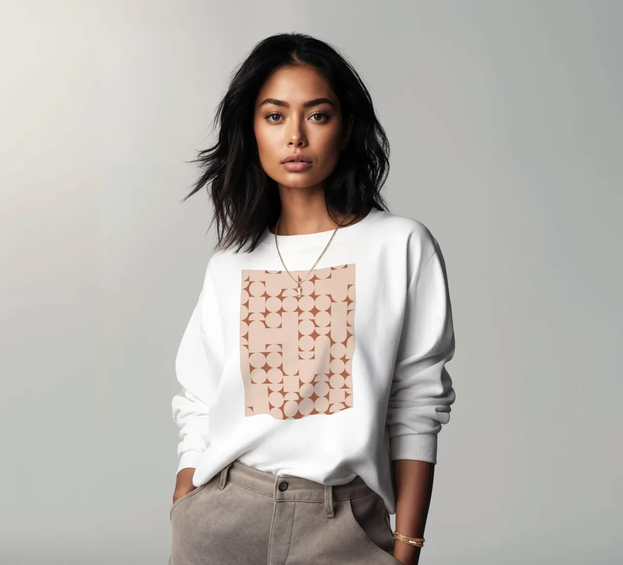 Peach and Terracotta Geometric Minimalist Art Print sweatshirt by kookiepixel