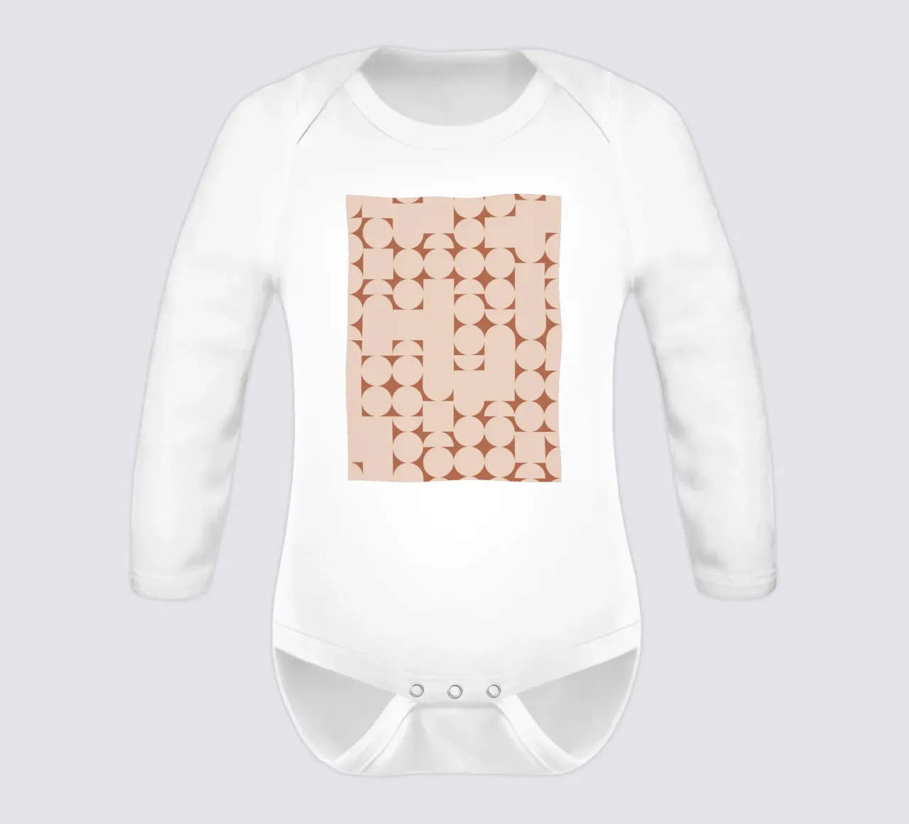 Pfirsich und Terrakotta Geometrischer Minimalistischer Kunstdruck Langarm Babybody von kookiepixel