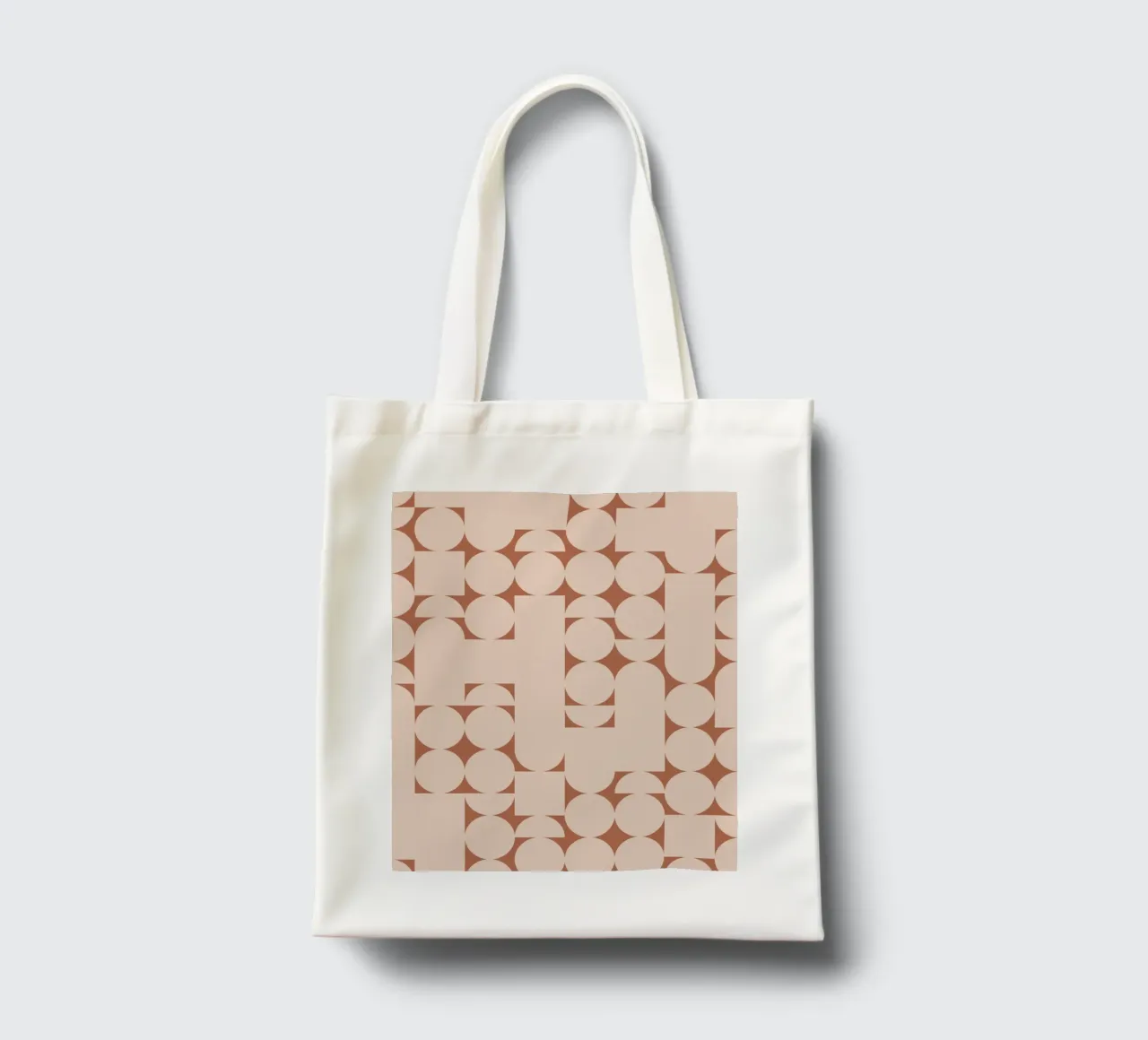 Peach and Terracotta Geometric Minimalist Art Print tote bag by kookiepixel