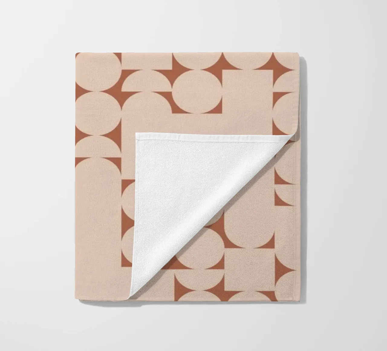 Peach and Terracotta Geometric Minimalist Art Print beach towel by kookiepixel