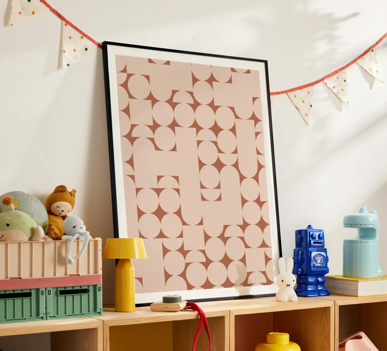 Peach and Terracotta Geometric Minimalist Art Print hahnemühle by kookiepixel