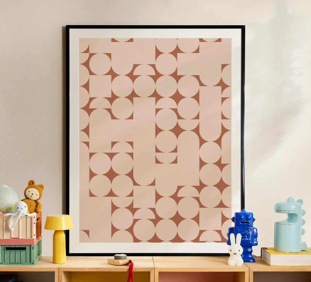 Peach and Terracotta Geometric Minimalist Art Print hahnemühle by kookiepixel