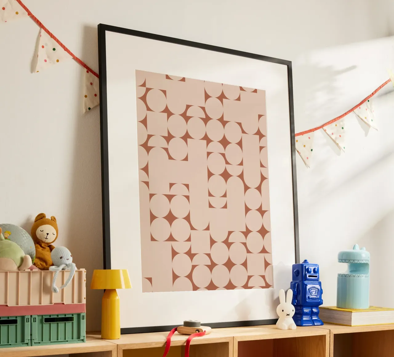 Peach and Terracotta Geometric Minimalist Art Print hahnemühle by kookiepixel