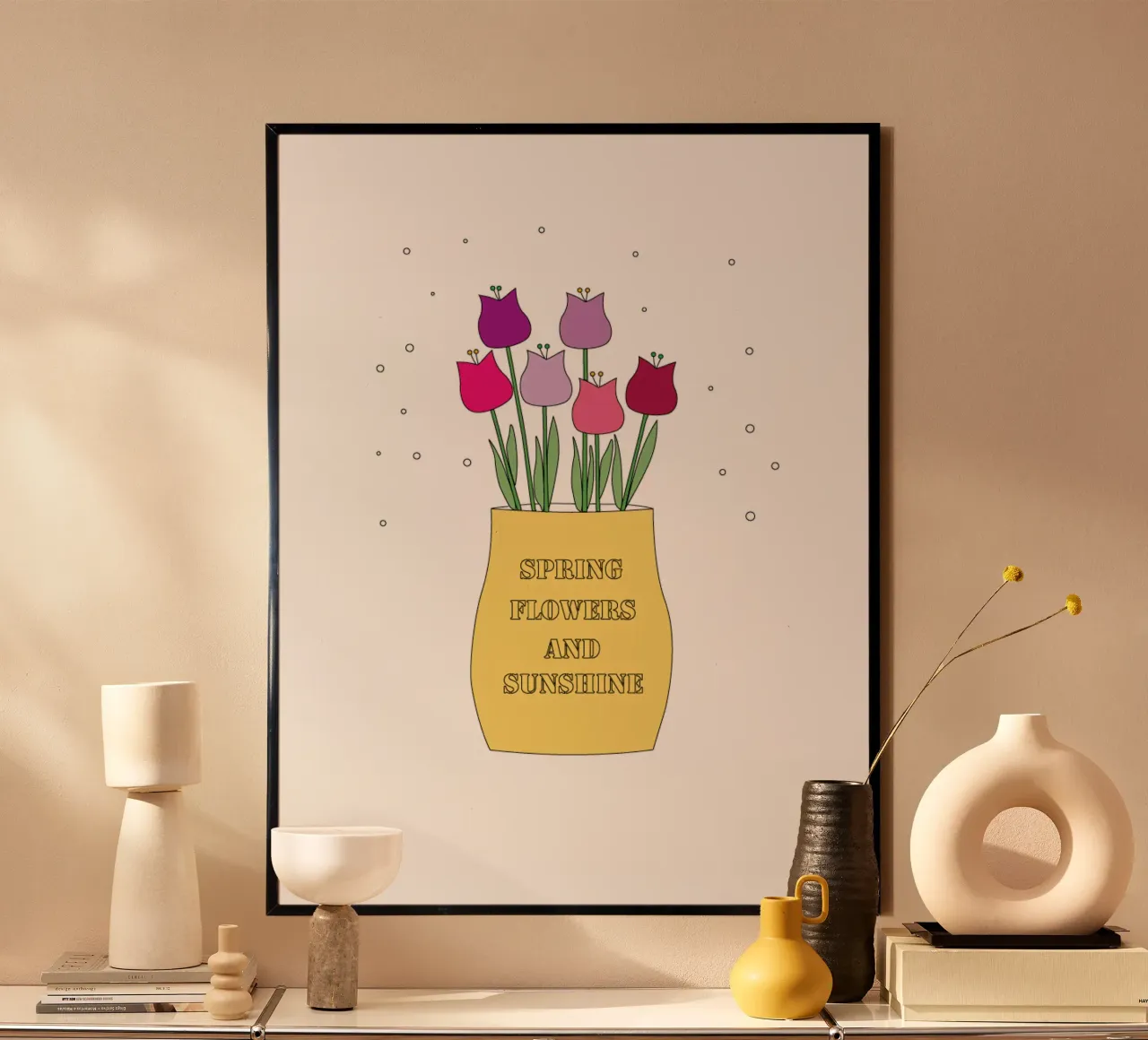 Tulips poster with plastic frame by SunflowerDE