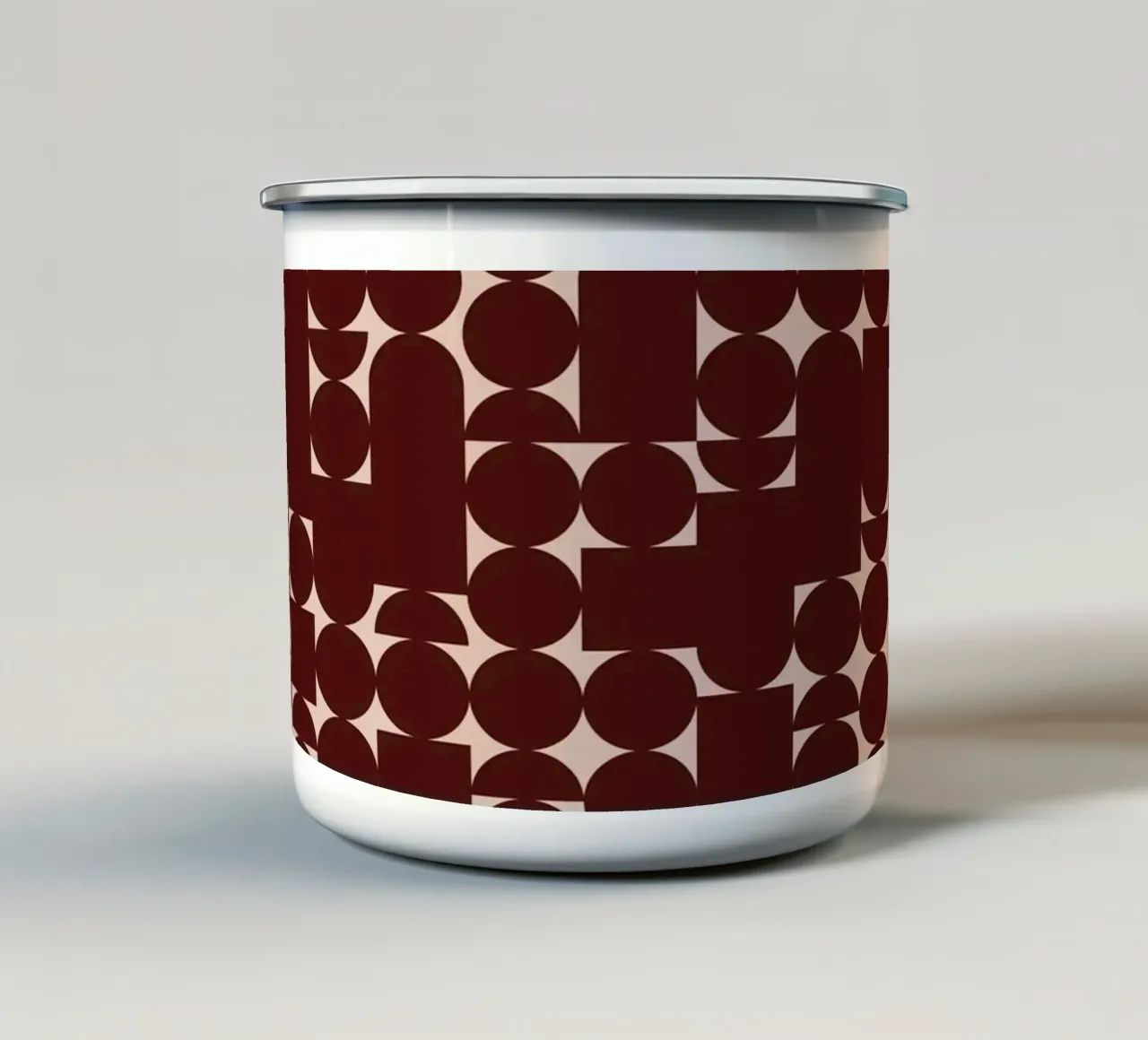 Stampa d'arte moderna geometrica bordeaux e pesca tazza in smalto da kookiepixel