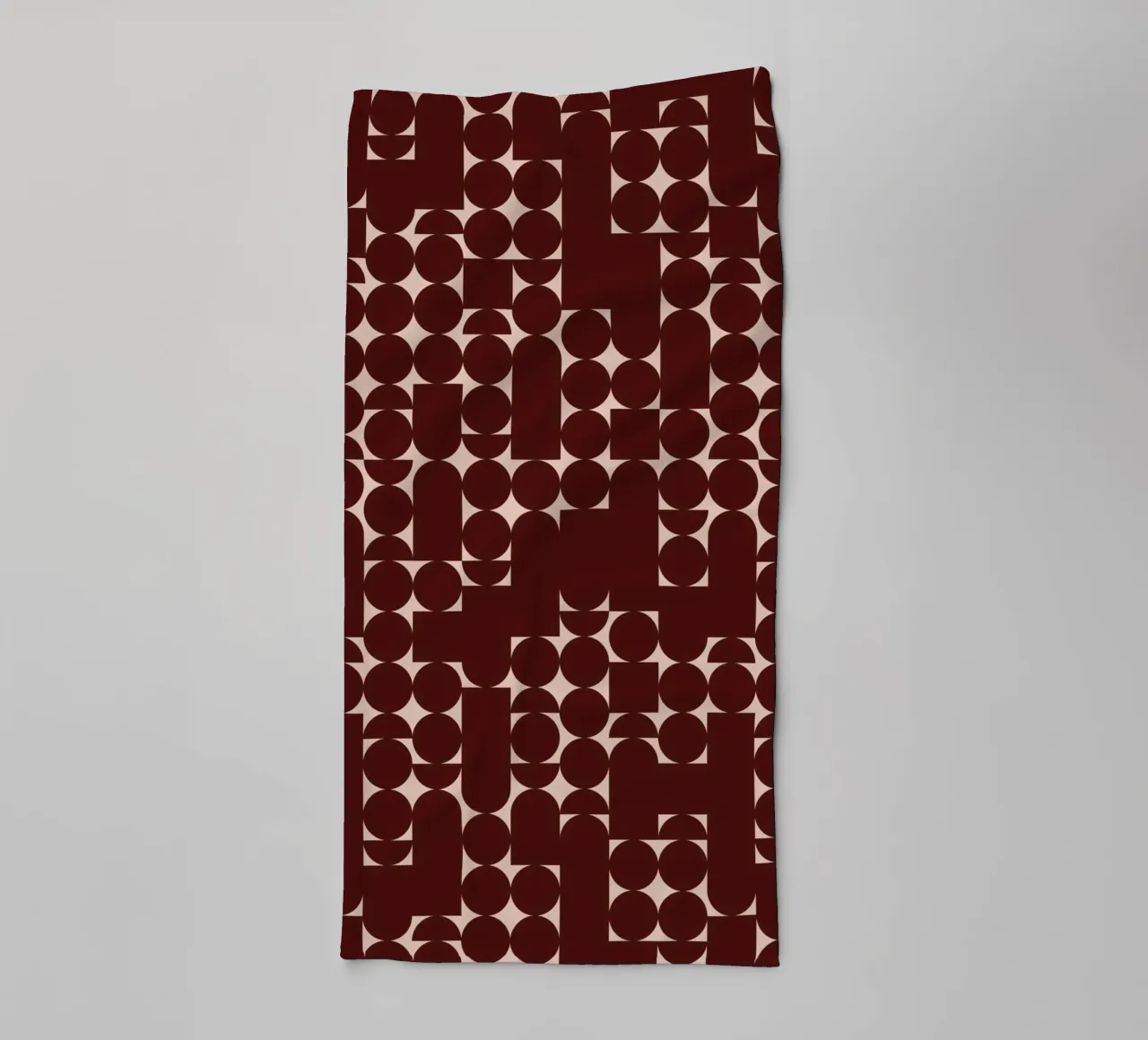 Burgundy and Peach Geometric Modern Art Print towel by kookiepixel