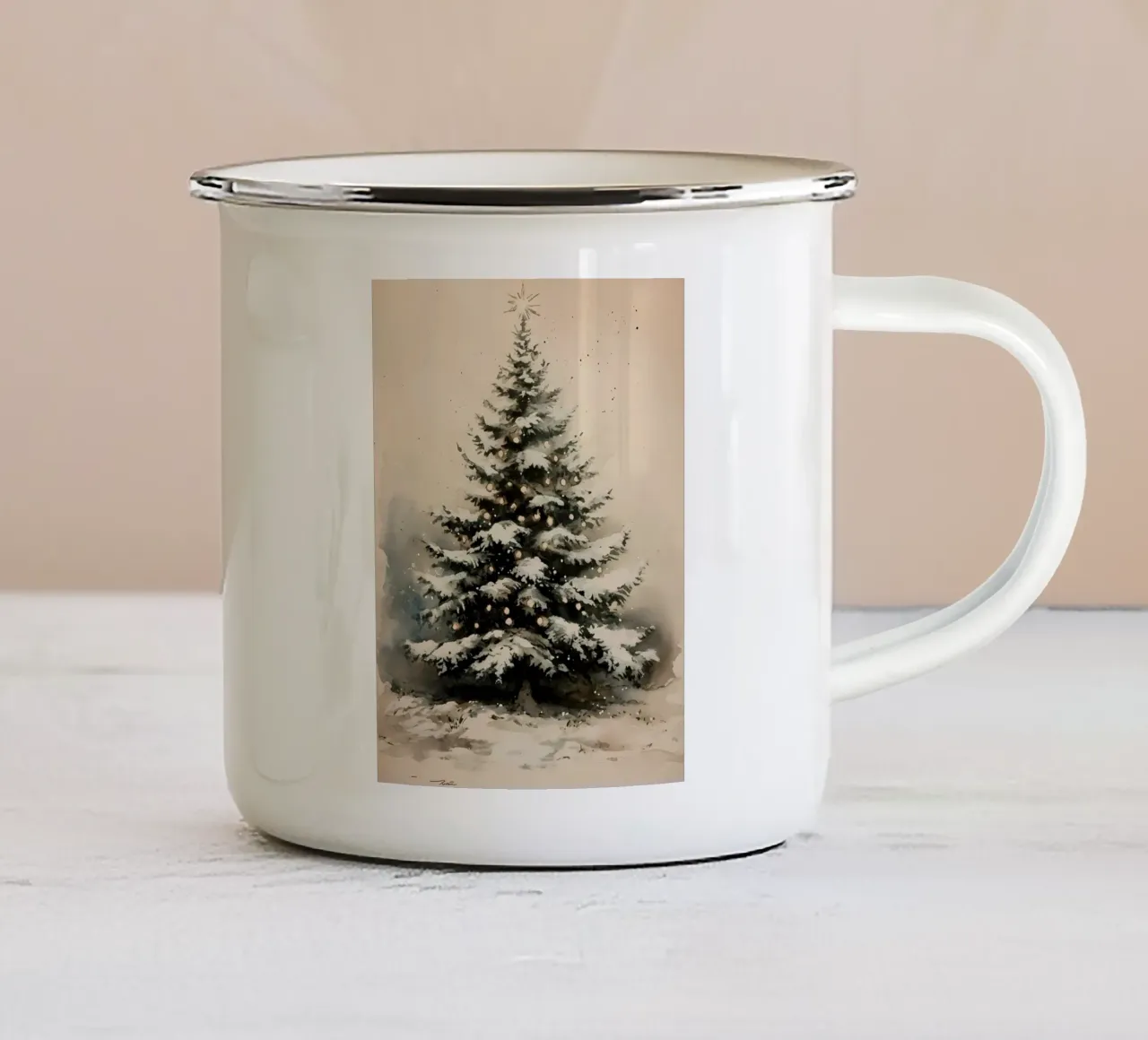 Albero di Natale vintage tazza in smalto da IamHomeStudio