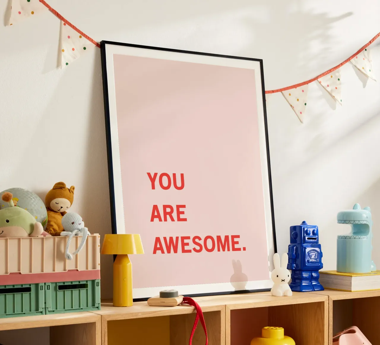 You Are Awesome Motivational Quote Print poster met kunststof frame van kookiepixel