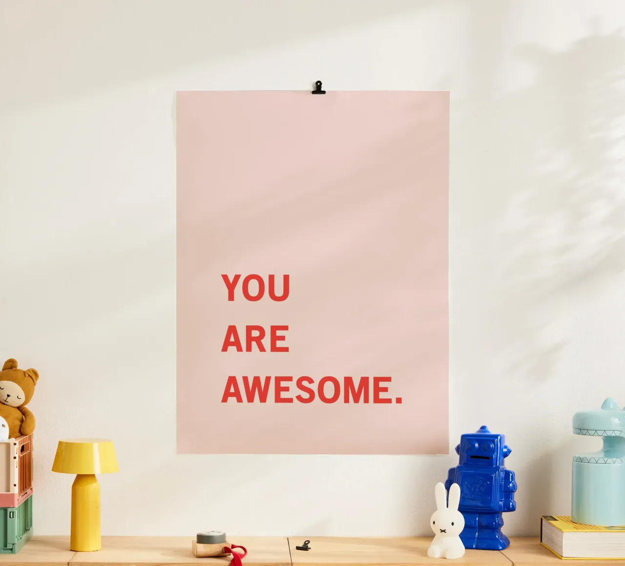 You Are Awesome Motivational Quote Print poster met kunststof frame van kookiepixel