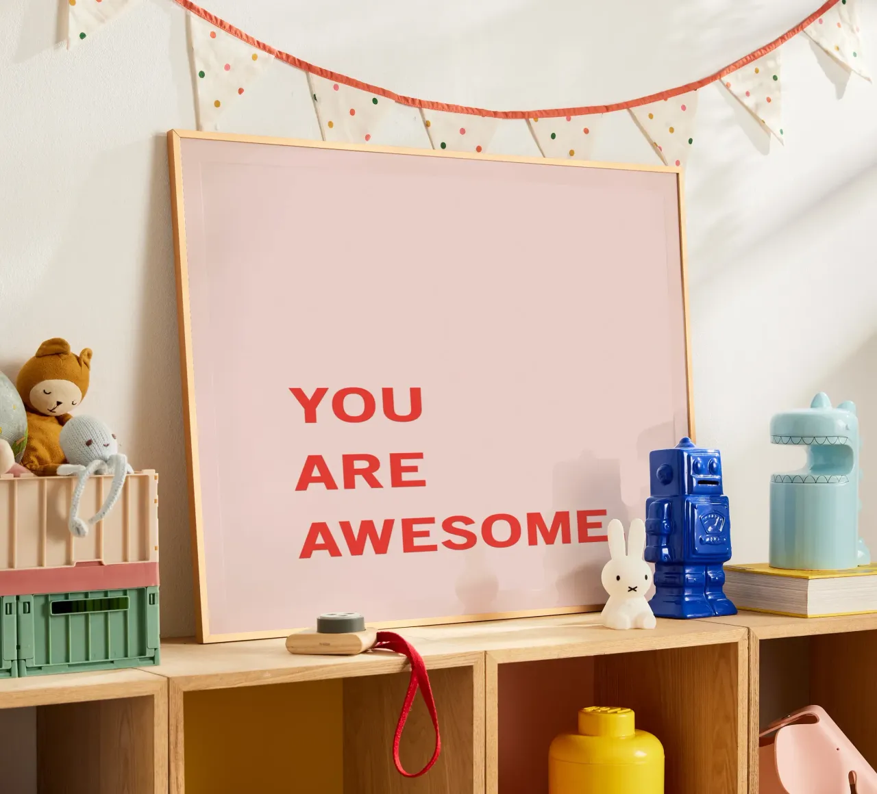 You Are Awesome Motivational Quote Print poster met kunststof frame van kookiepixel