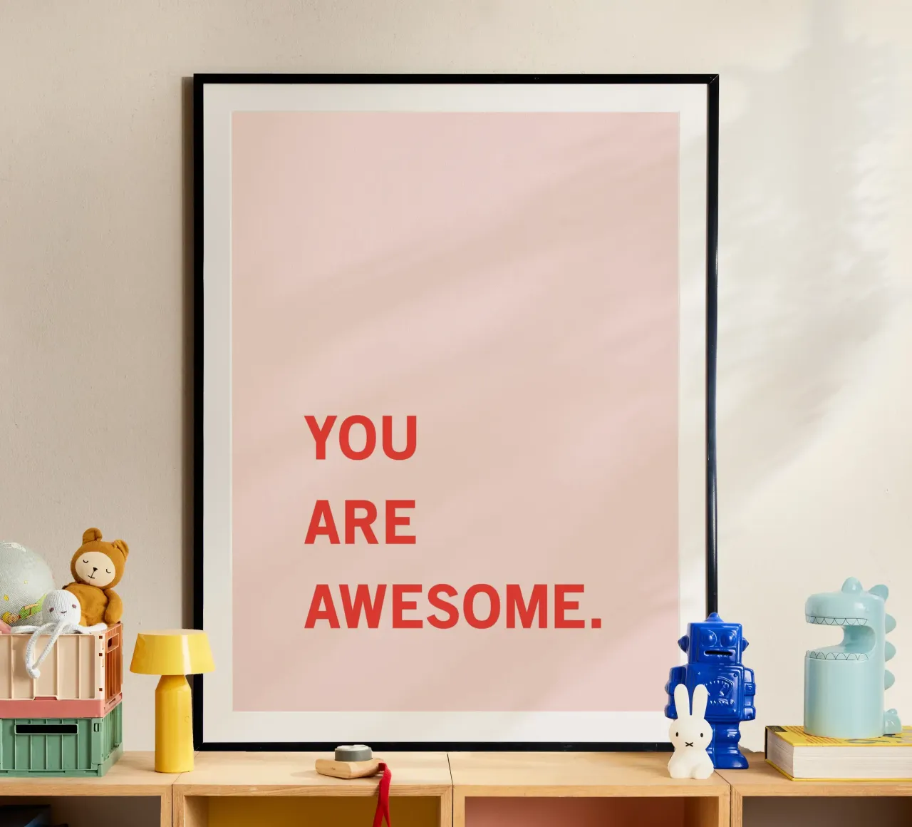 You Are Awesome Motivational Quote Print poster met kunststof frame van kookiepixel