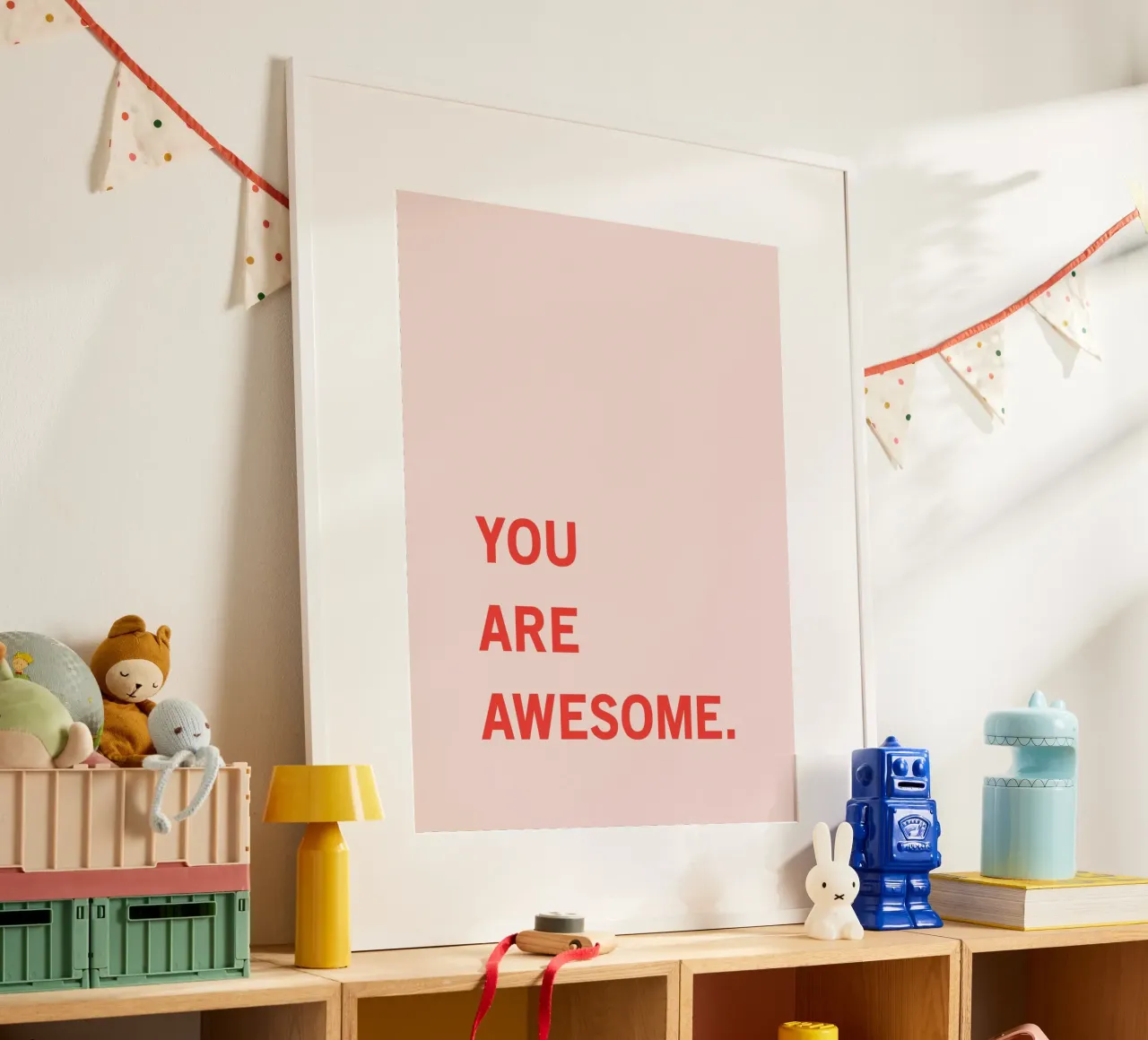 You Are Awesome Motivational Quote Print poster met kunststof frame van kookiepixel