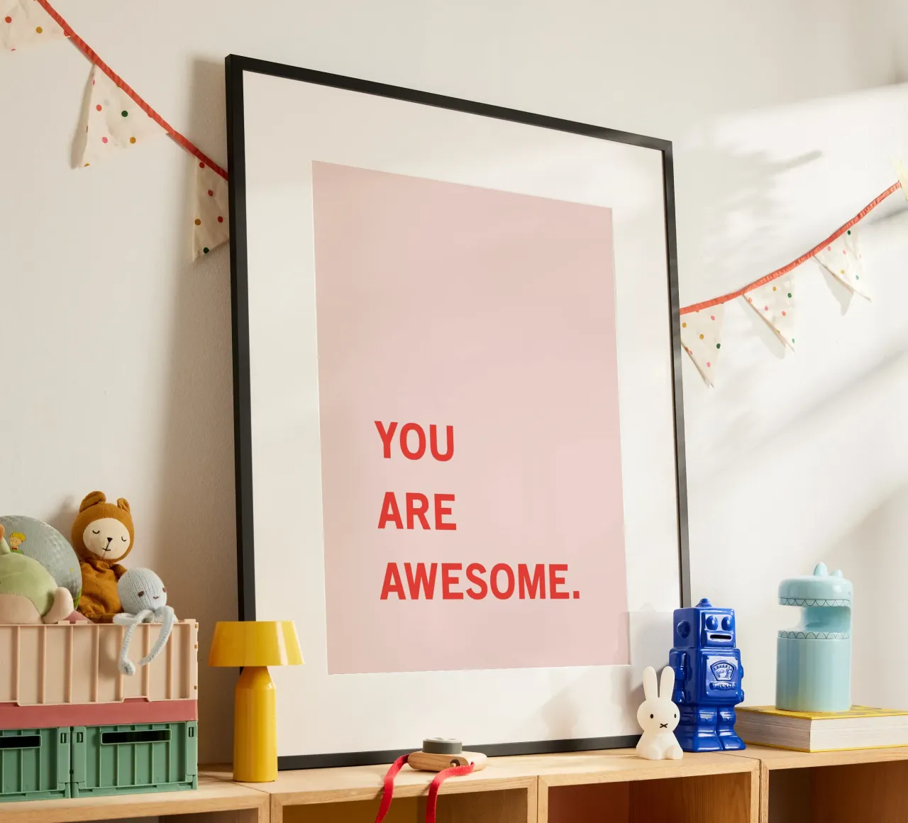 You Are Awesome Motivational Quote Print poster met kunststof frame van kookiepixel