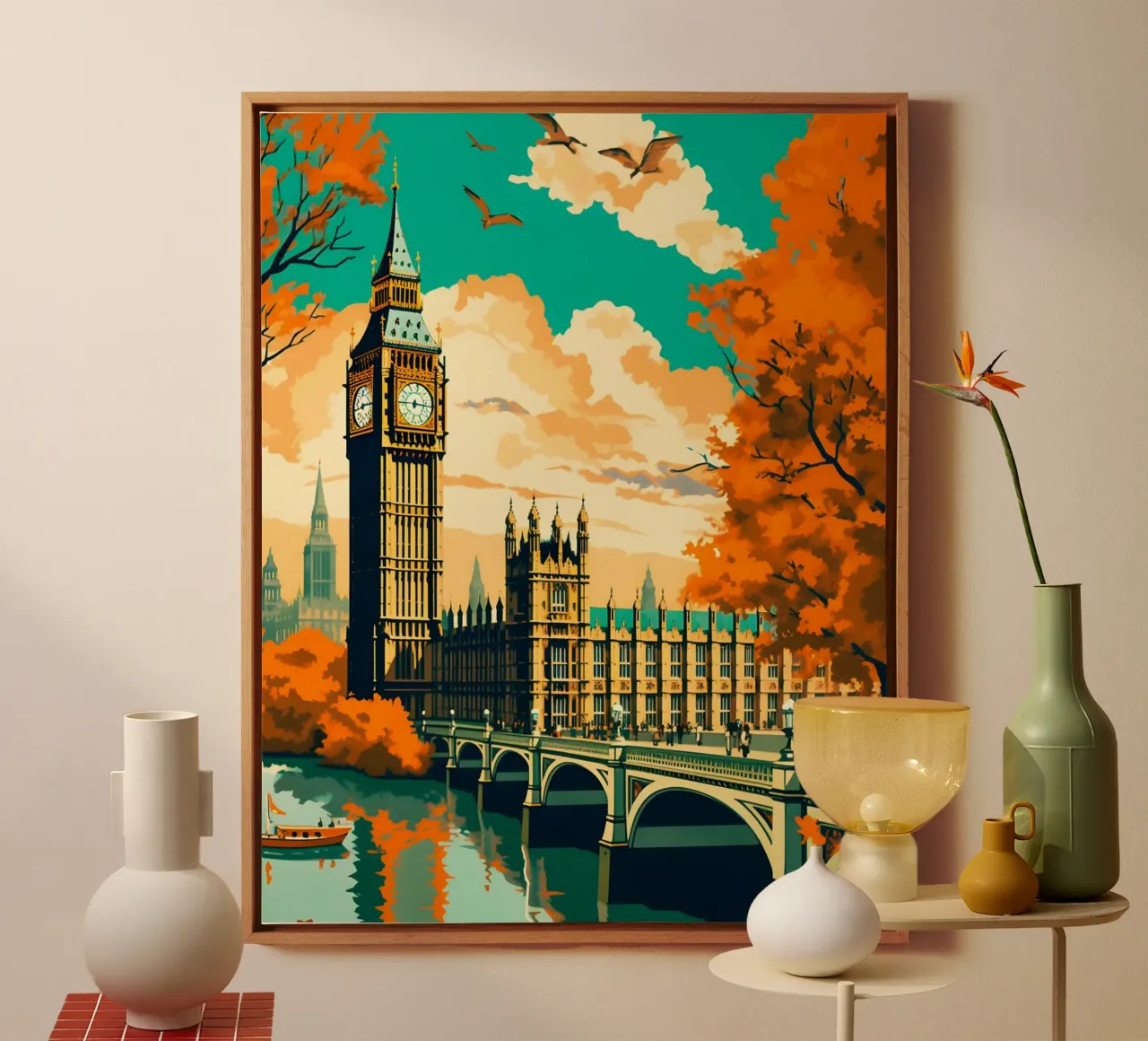 Postcard From London canvas with Floater frame by TDPosters
