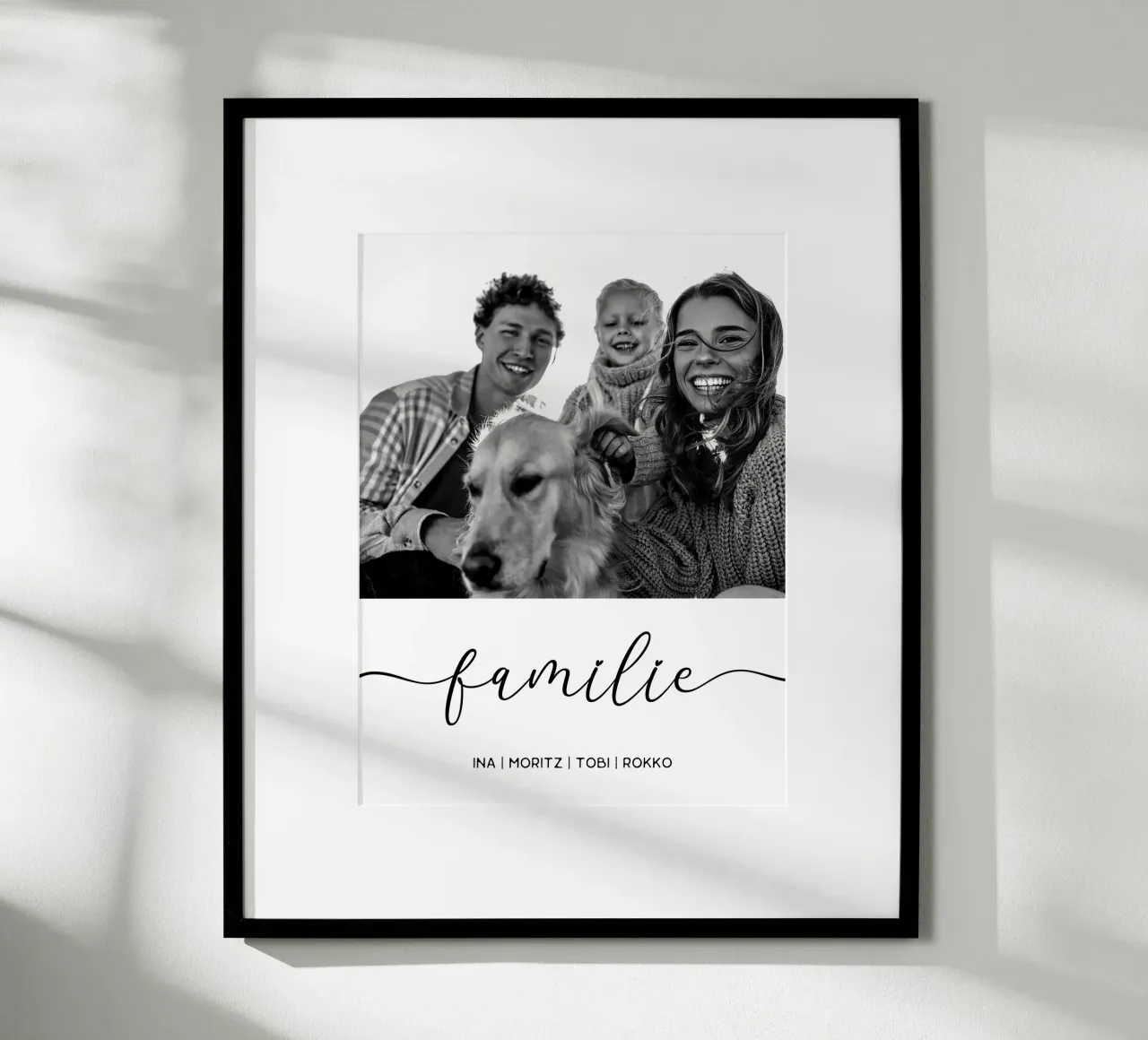 Familie mit Namen und Foto poster with plastic frame by WORTSPIEL
