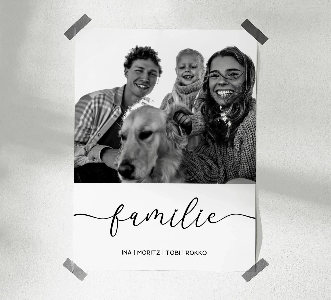 Familie mit Namen und Foto Poster von WORTSPIEL