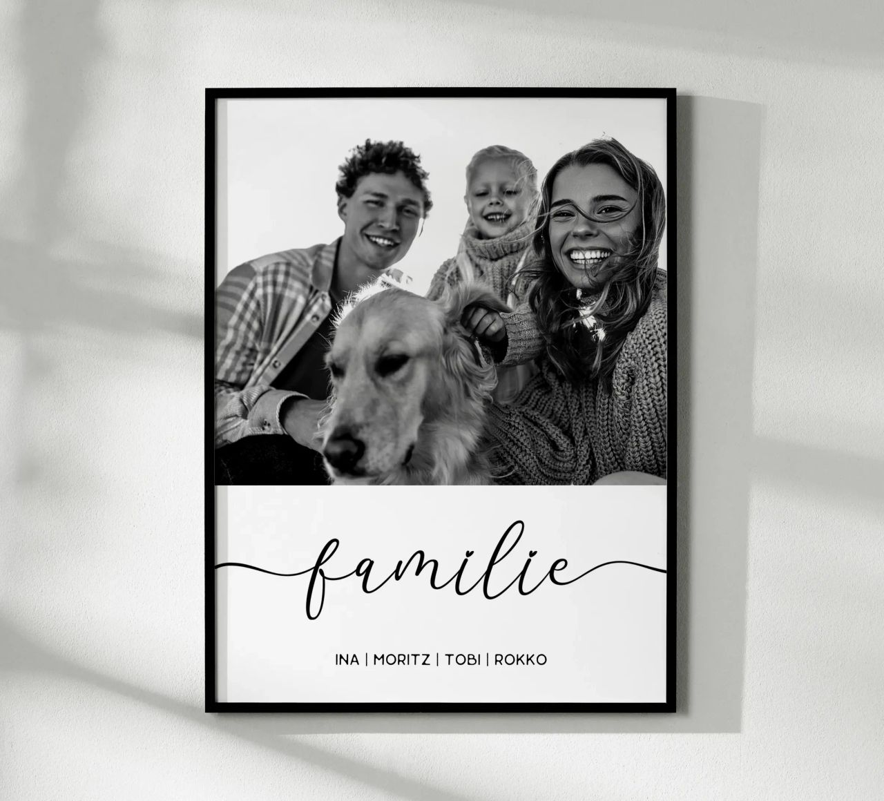 Familie mit Namen und Foto Poster von WORTSPIEL