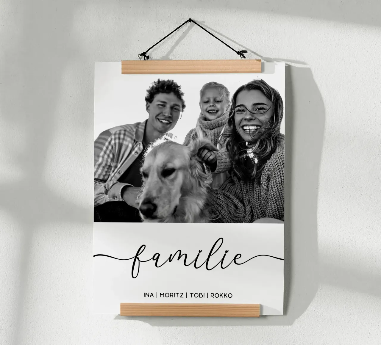 Familie mit Namen und Foto poster with plastic frame by WORTSPIEL