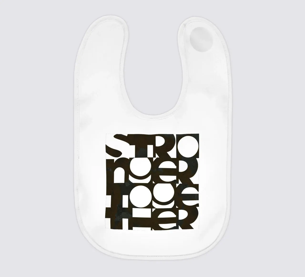 Bold Typography “Stronger Together” • Black and White baby bib by Dominique Vari Words