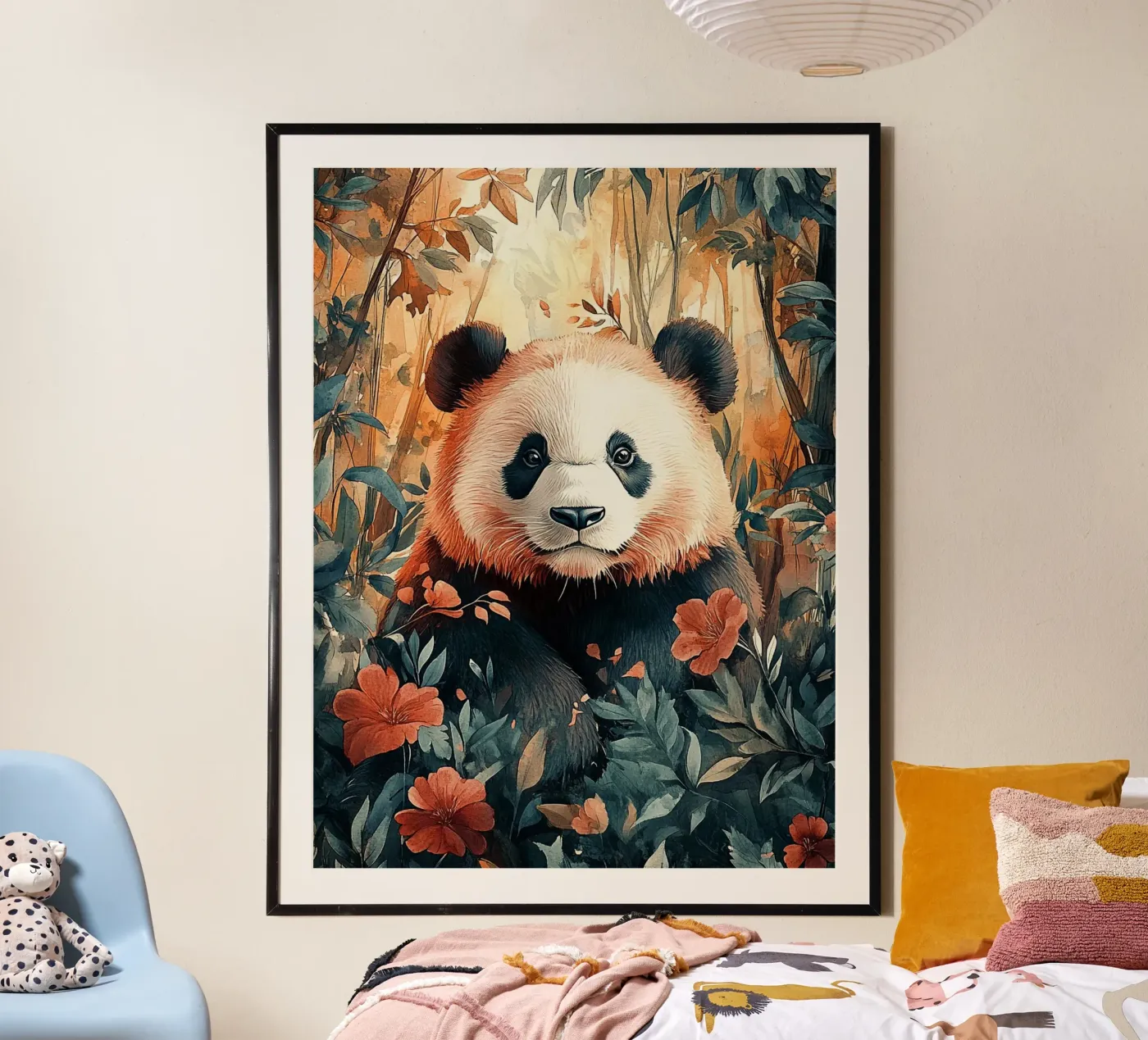 Panda Forest Flowers poster da Mateo