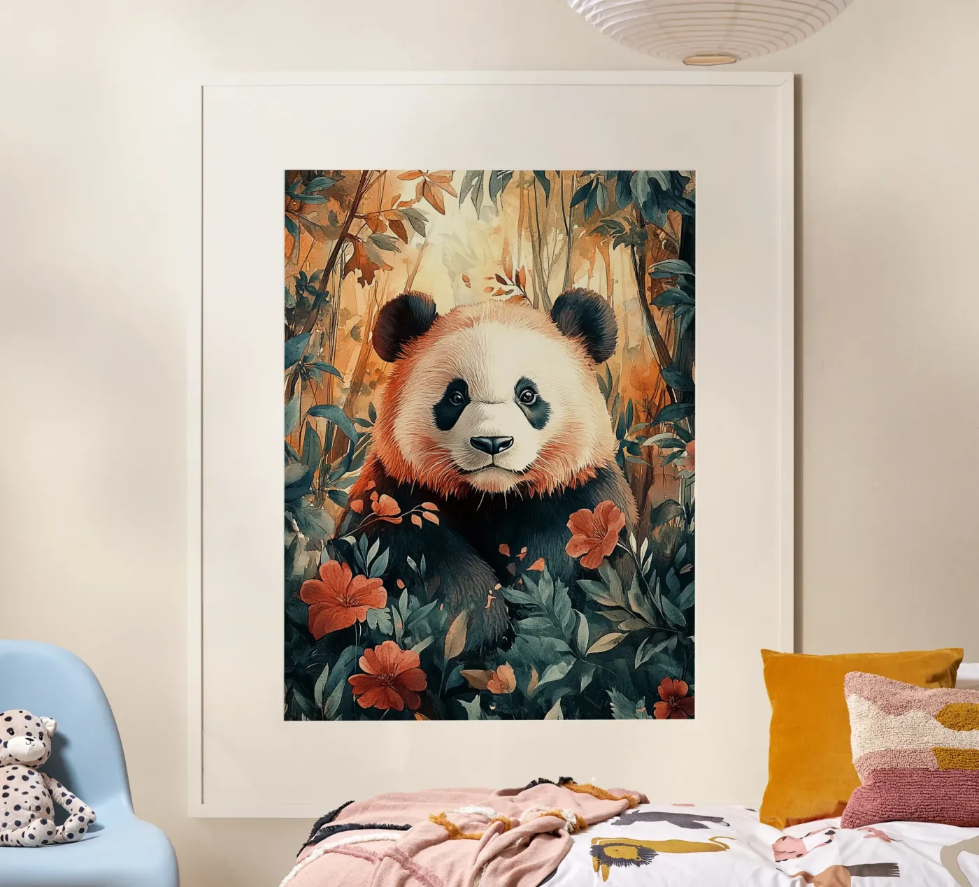 Panda Forest Flowers poster da Mateo