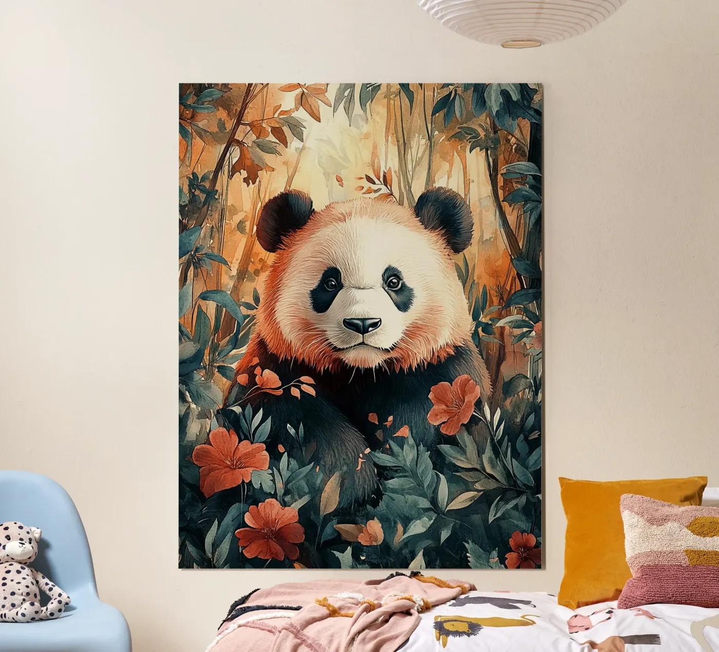 Panda Forest Flowers poster da Mateo