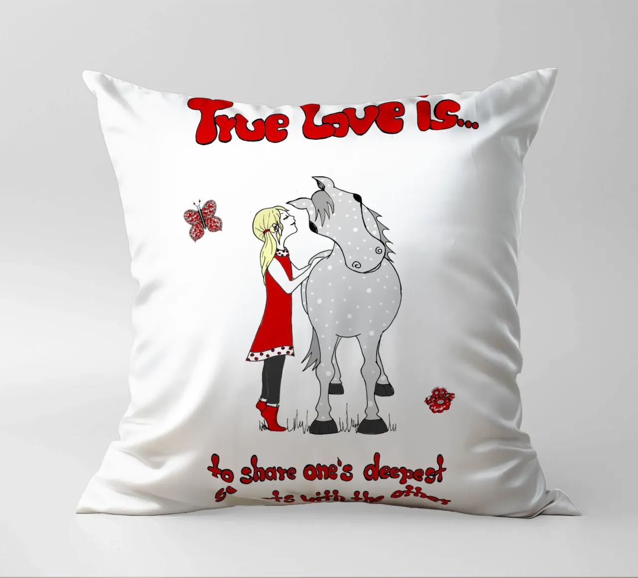 "True Love is to share one´s deepest secrets with the other" cuscino da Pferdemädchen