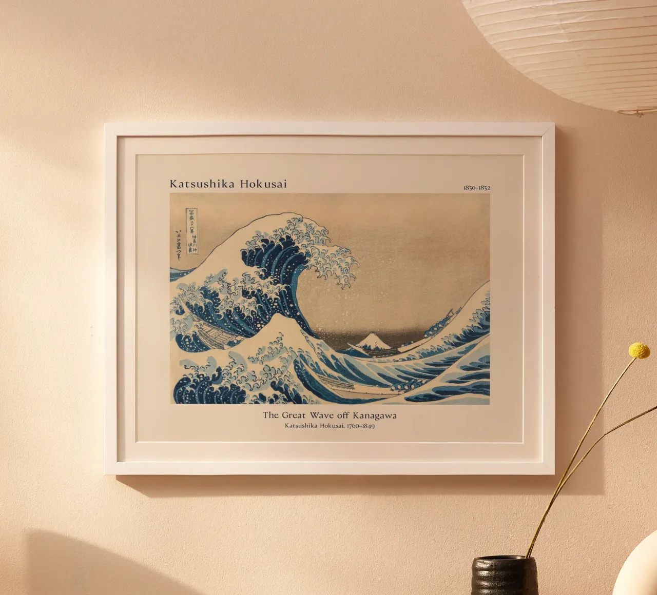 Katsushika-La grande onda poster con telaio in plastica da Carinaprint