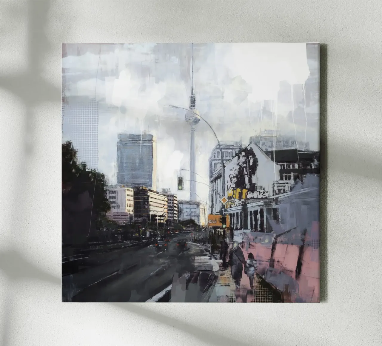 "BERLIN_24_04" Originalgemälde digital weiter bearbeitet canvas met Baklijst van Eduard Warkentin Art