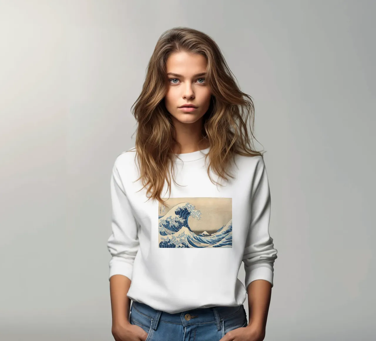 Hokusai-Die große Welle Sweatshirt von Carinaprint