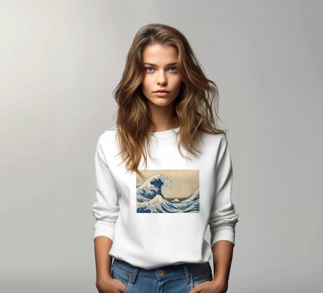 Hokusai-Die große Welle Sweatshirt von Carinaprint