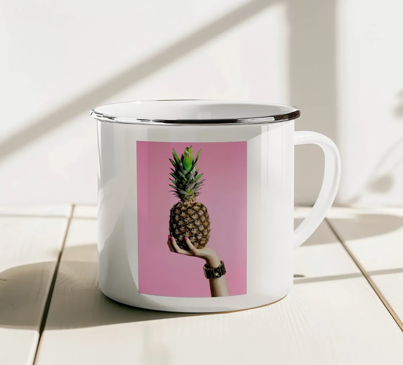 Pineapple enamel mug by Laura Palm