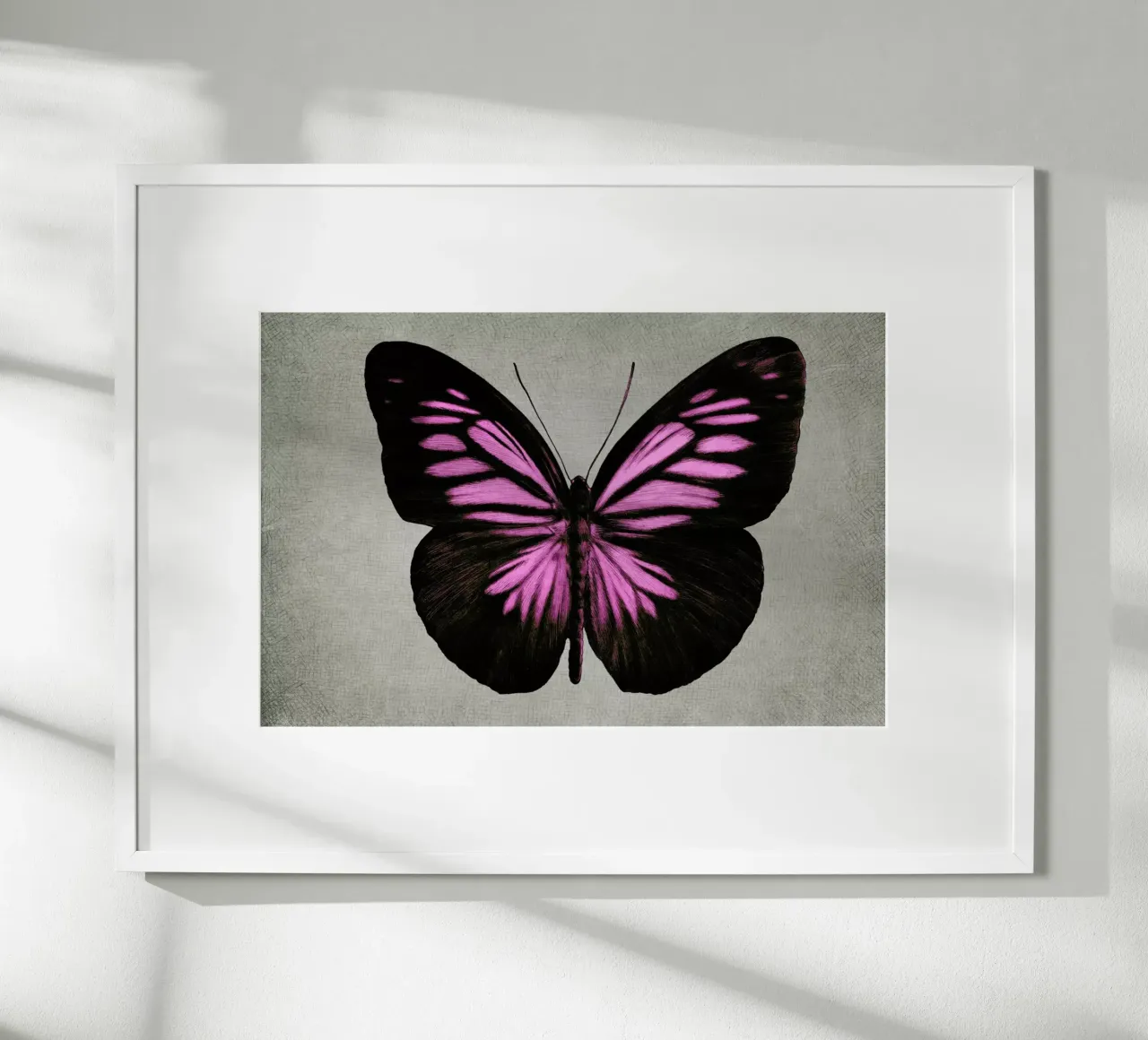 Papillon (pink) poster con telaio in legno da Eric Fan