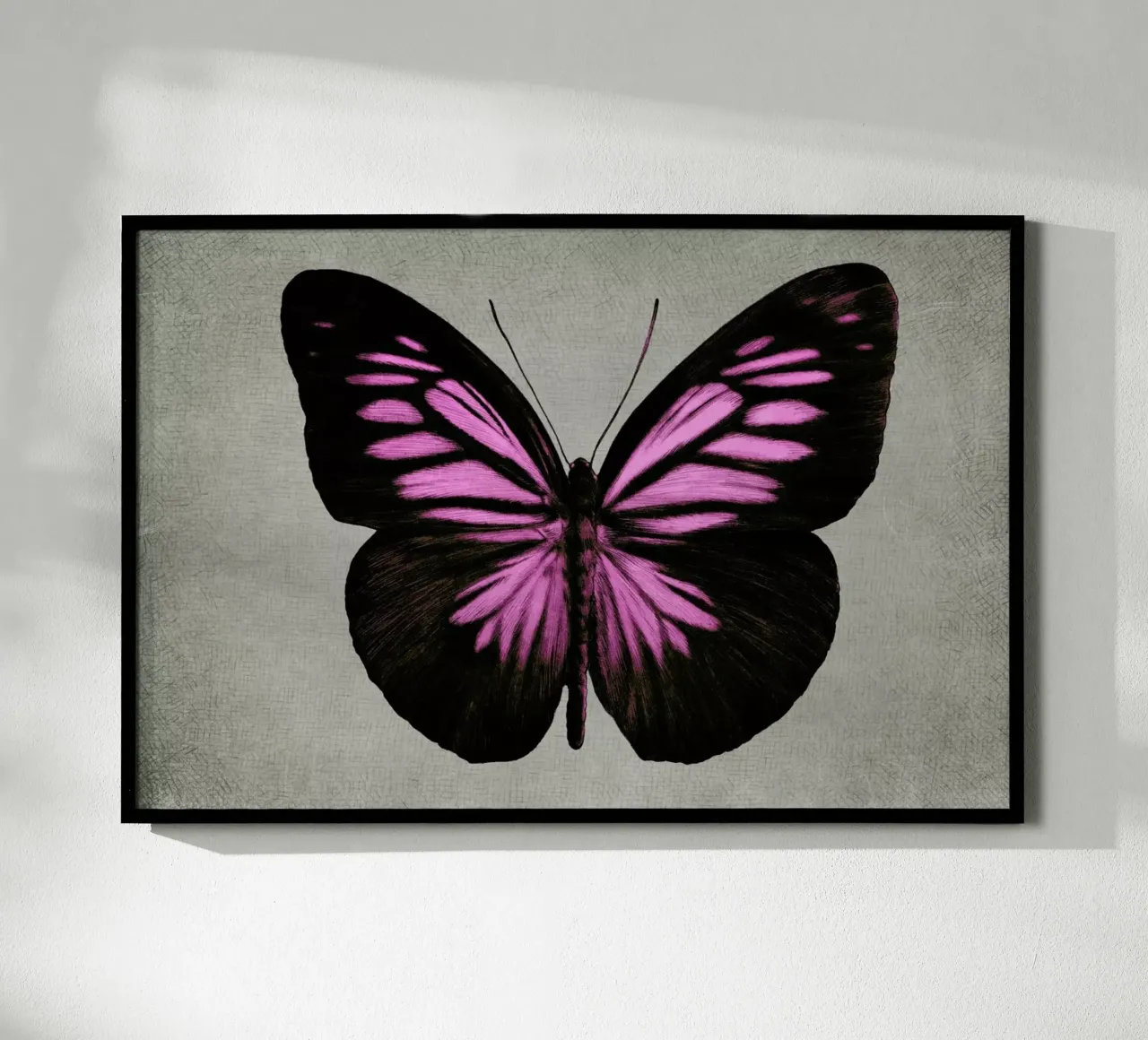 Papillon (pink) poster con telaio in legno da Eric Fan