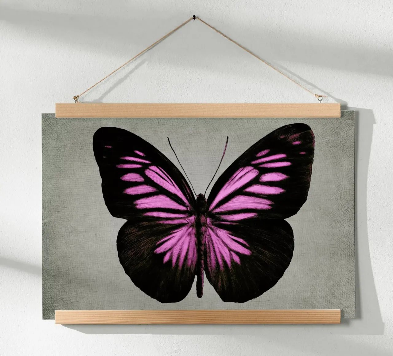 Papillon (pink) poster con telaio in legno da Eric Fan