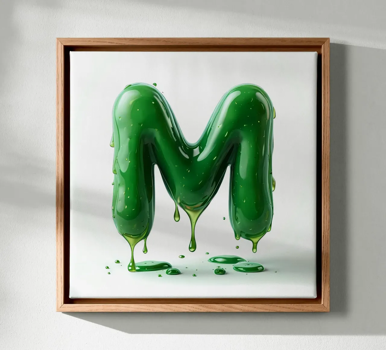 Groene Letter "M" canvas met Baklijst van inspirational quote