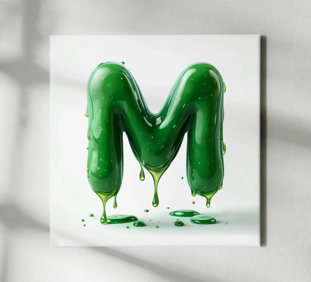 Groene Letter "M" canvas met Baklijst van inspirational quote