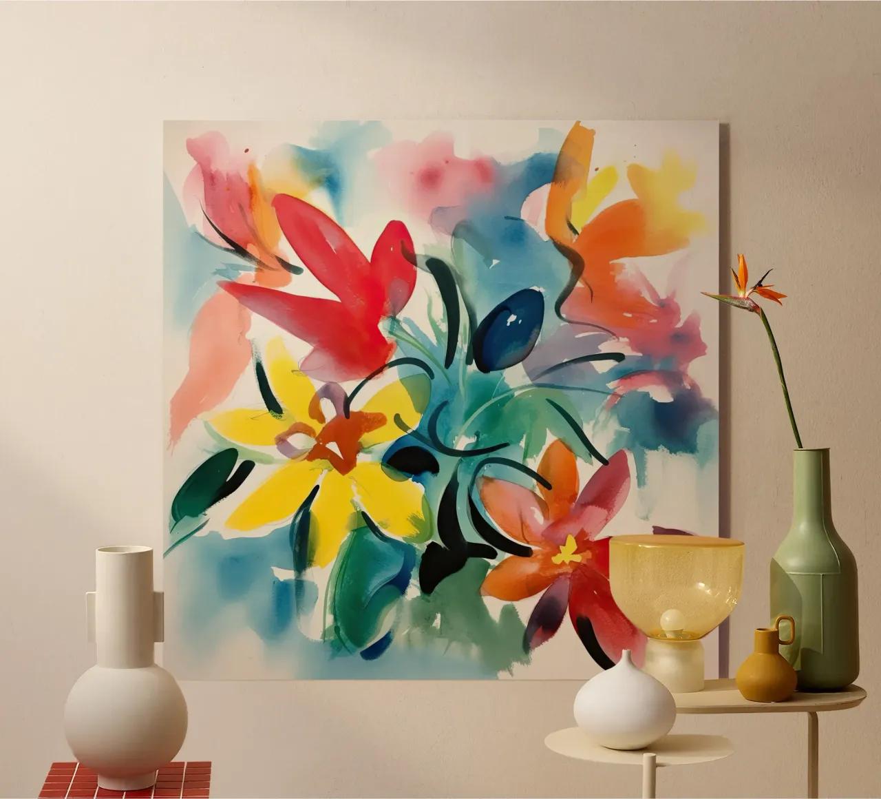 Bloemenuitbarsting acryl van DaarbyN