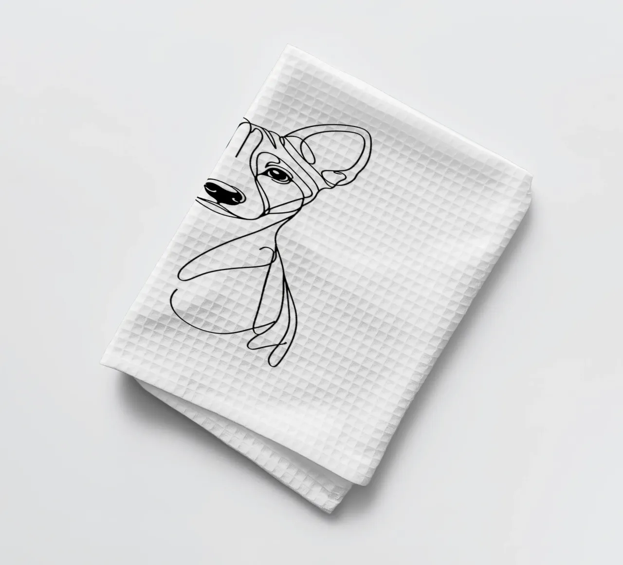 Basenji Dog Line Art Drawing torchon de WijdevenDesign