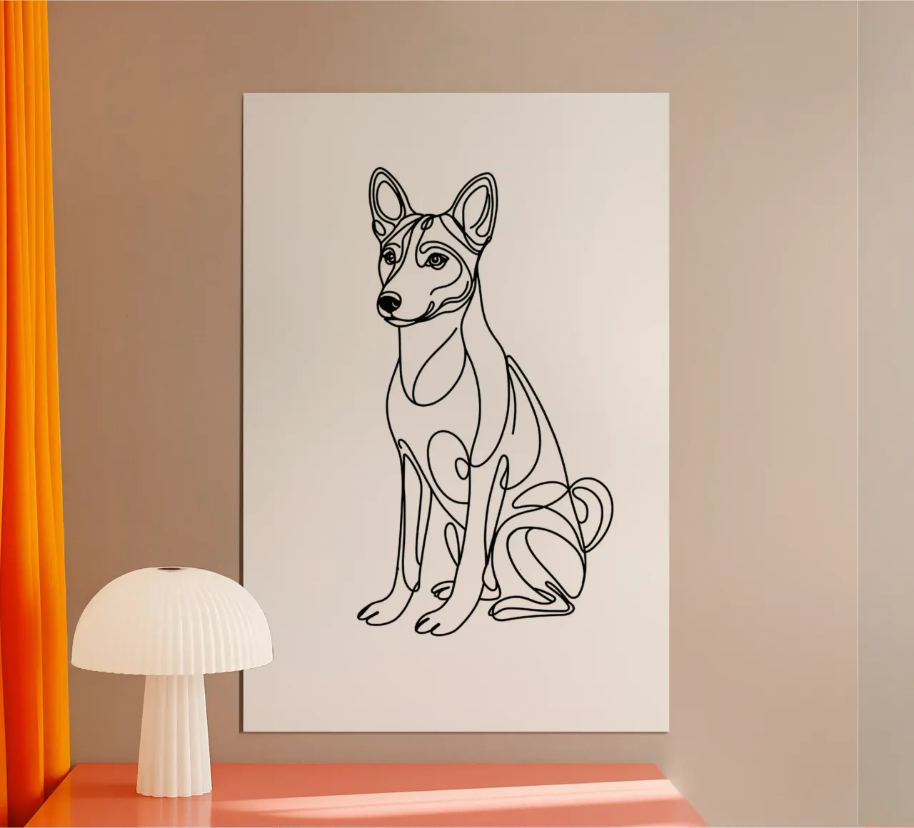 Basenji Hund Line Art Zeichnung Hahnemühle von WijdevenDesign