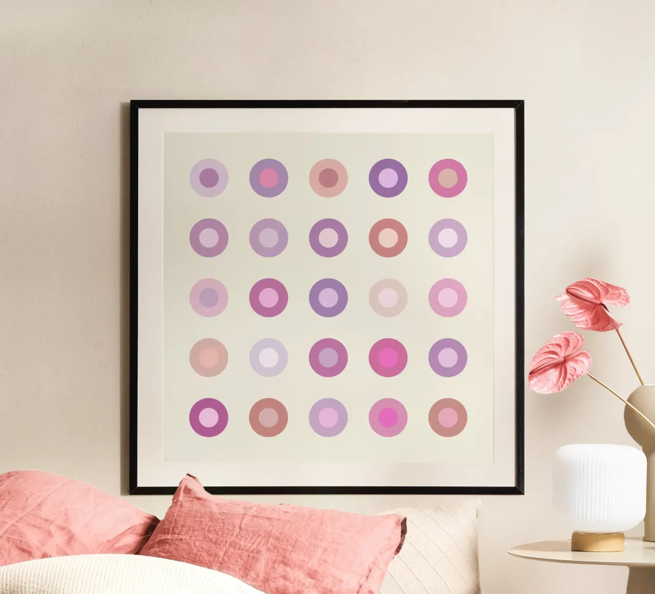 Retro Colourful Circle in a pink variation hahnemühle by JaySan Studio