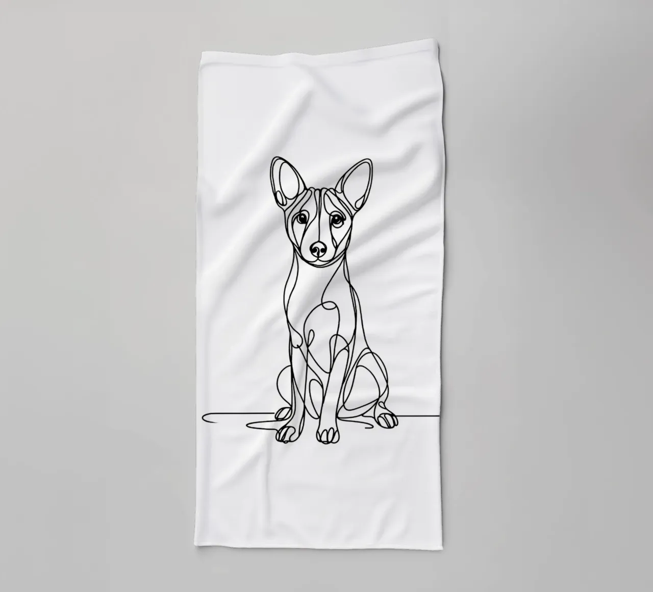 Basenji Dog Line Art Drawing towel by WijdevenDesign