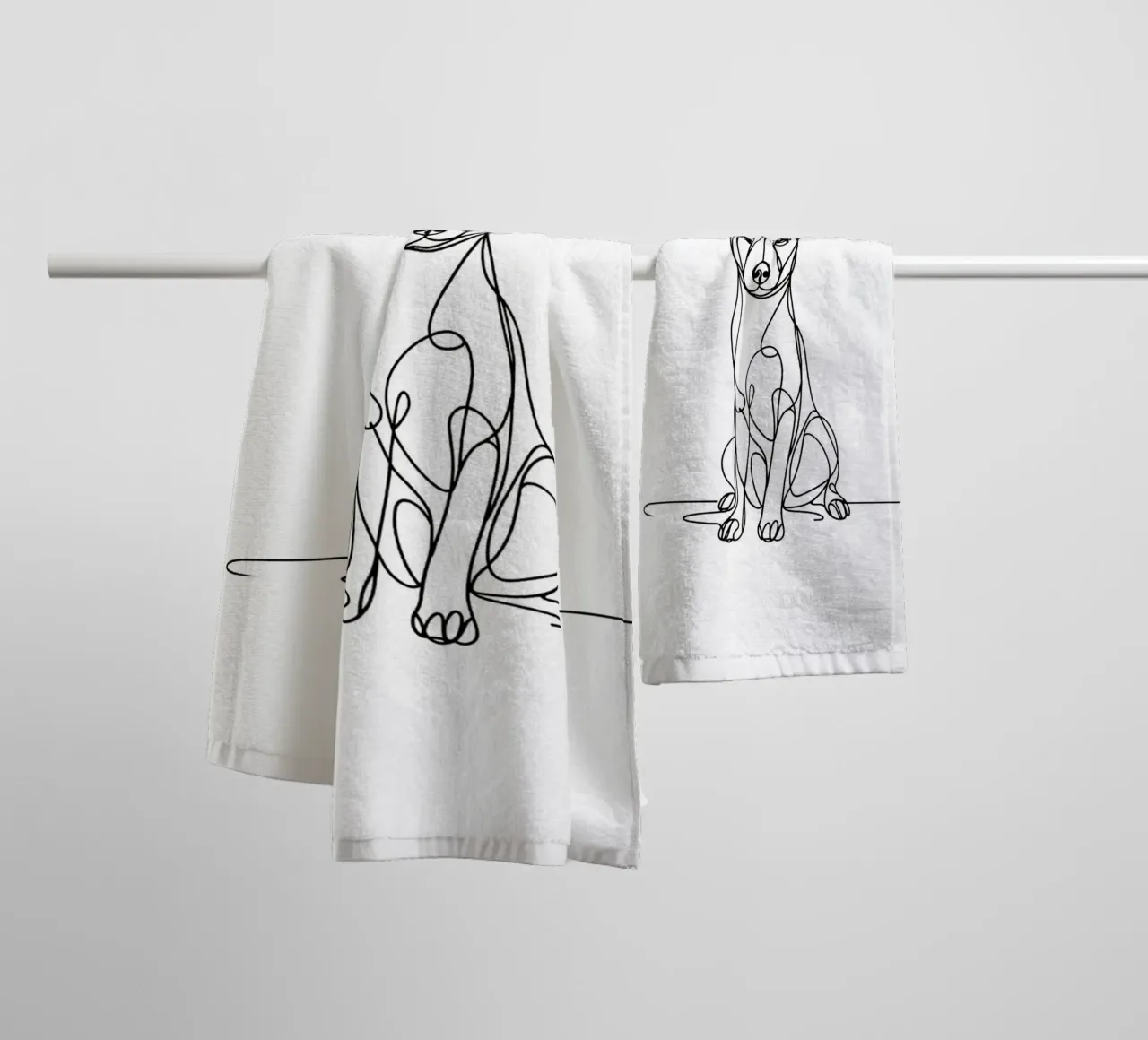 Basenji Dog Line Art Drawing towel by WijdevenDesign