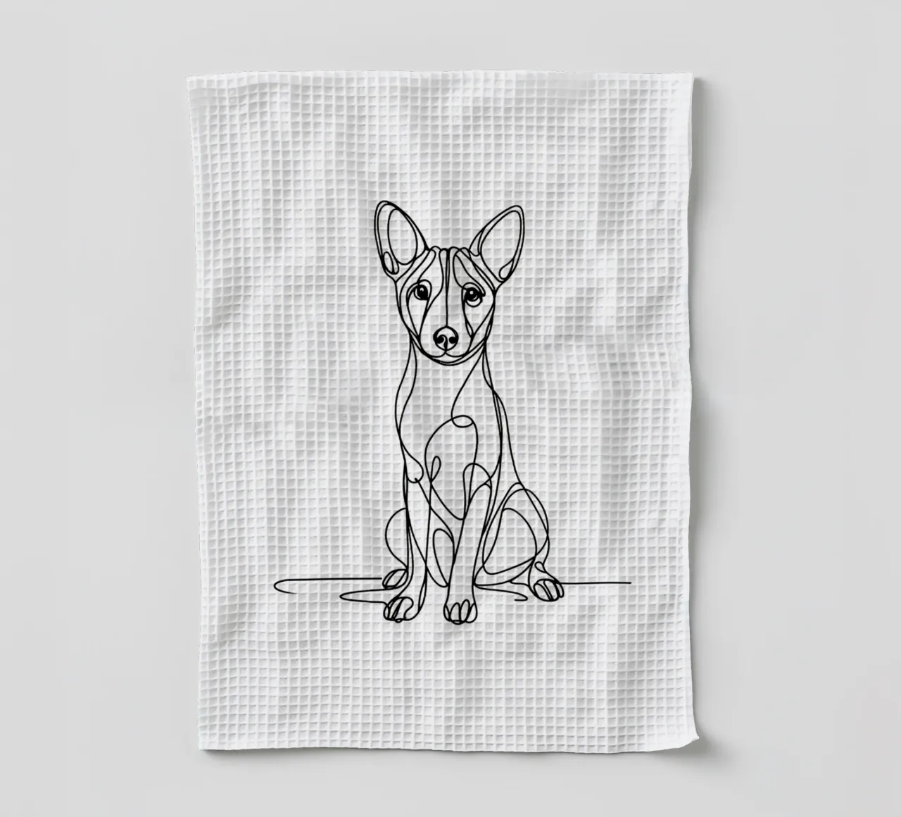 Basenji Dog Line Art Drawing torchon de WijdevenDesign