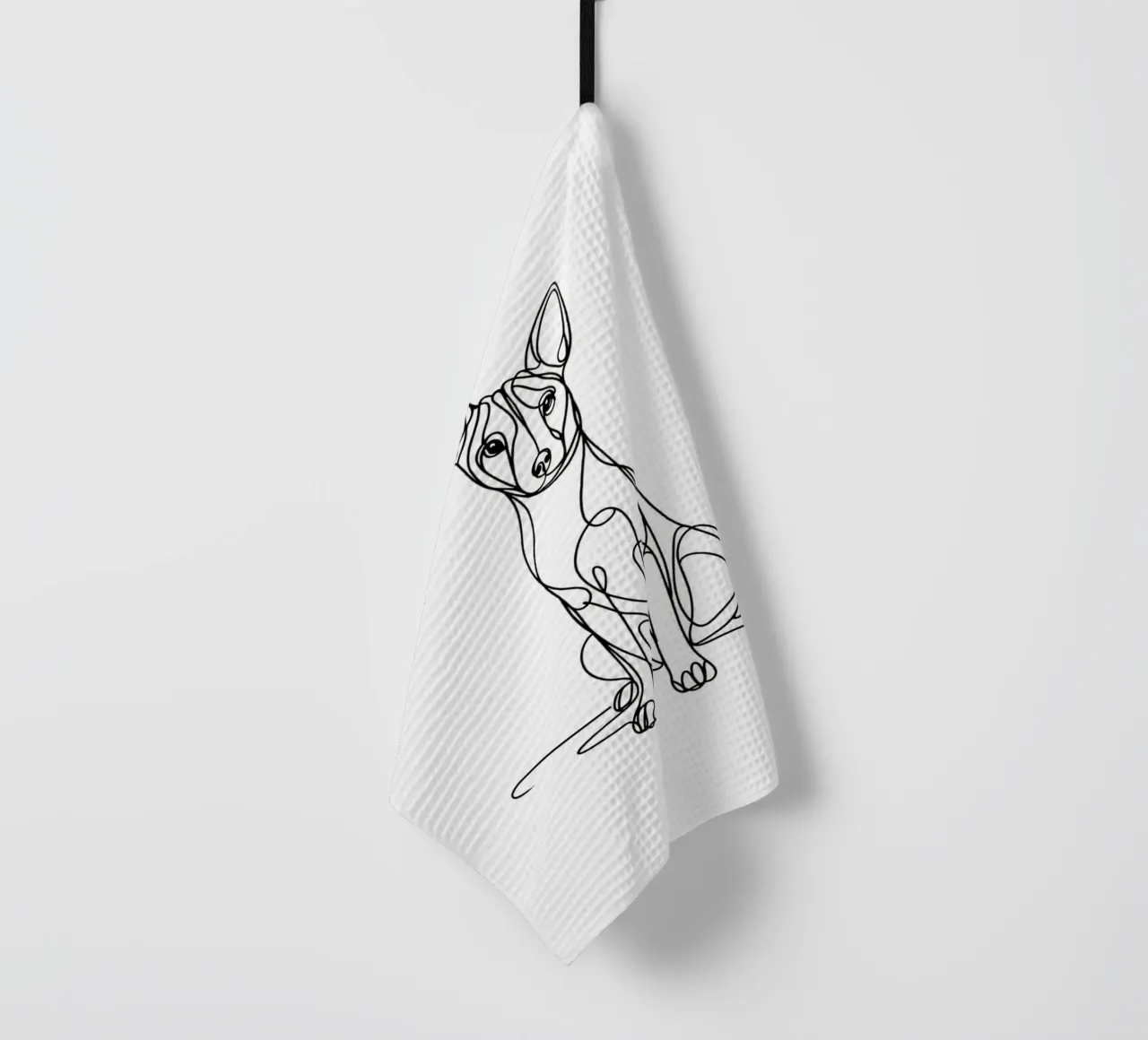 Basenji Dog Line Art Drawing torchon de WijdevenDesign