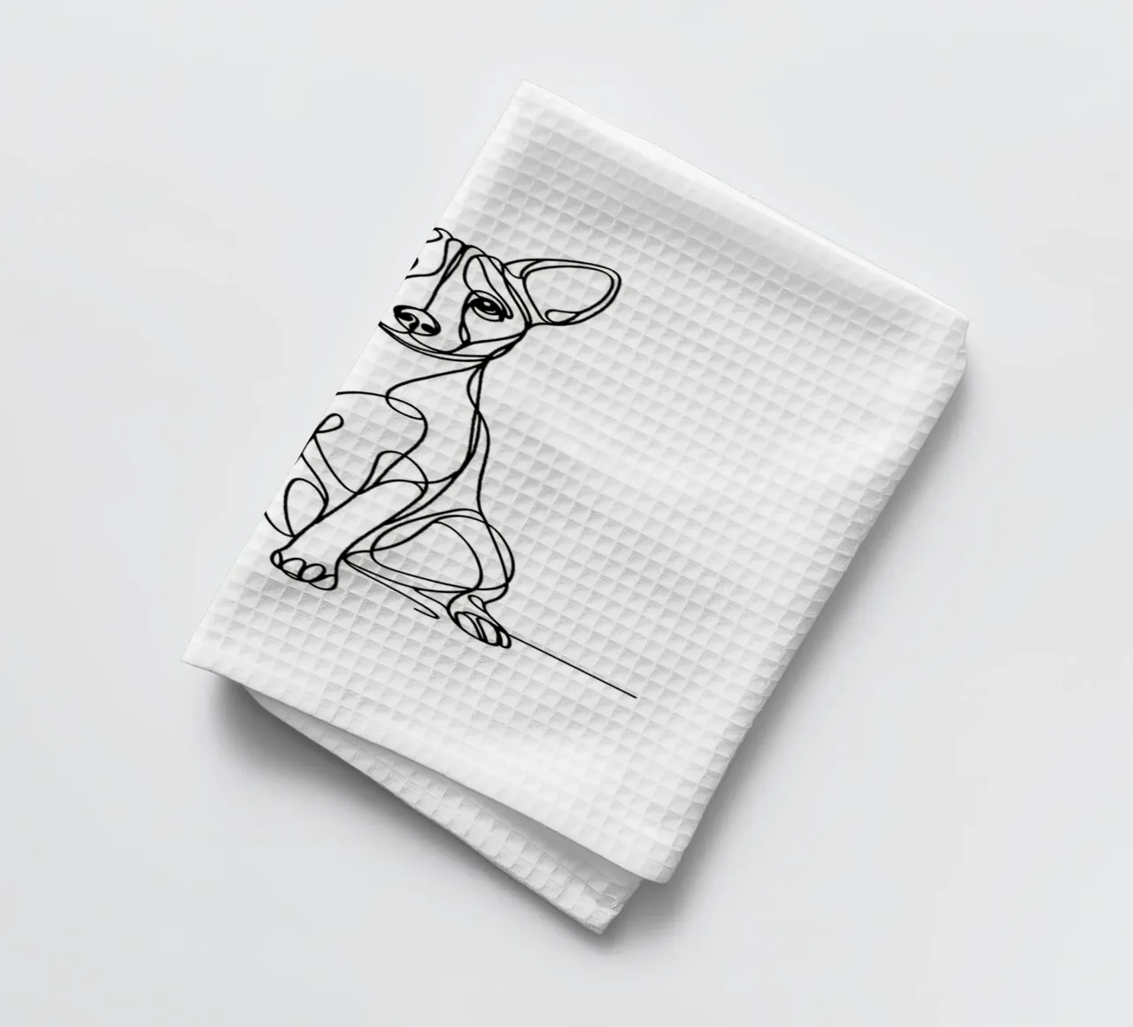 Basenji Dog Line Art Drawing torchon de WijdevenDesign