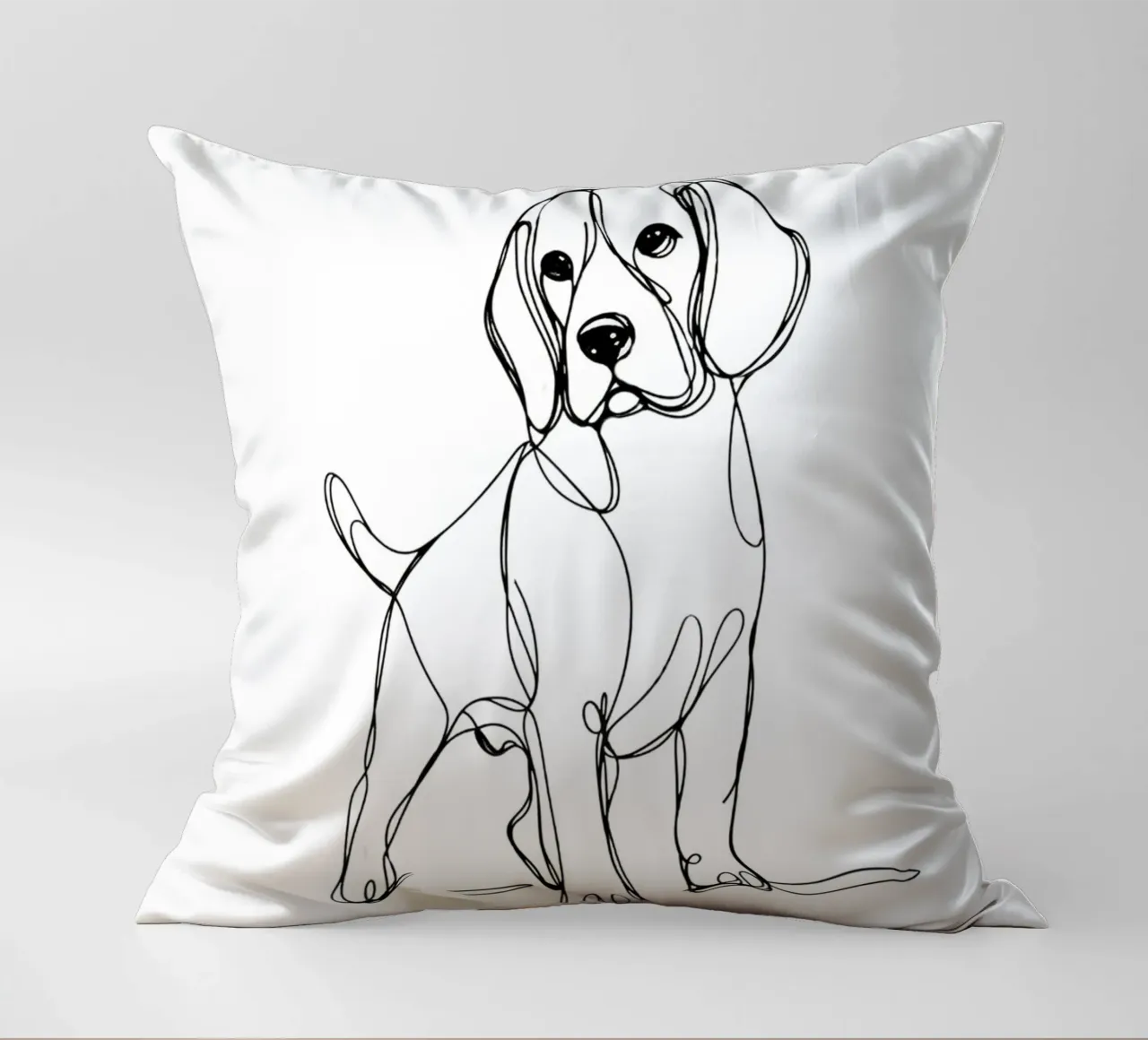 Disegno artistico lineare del cane beagle cuscino da WijdevenDesign