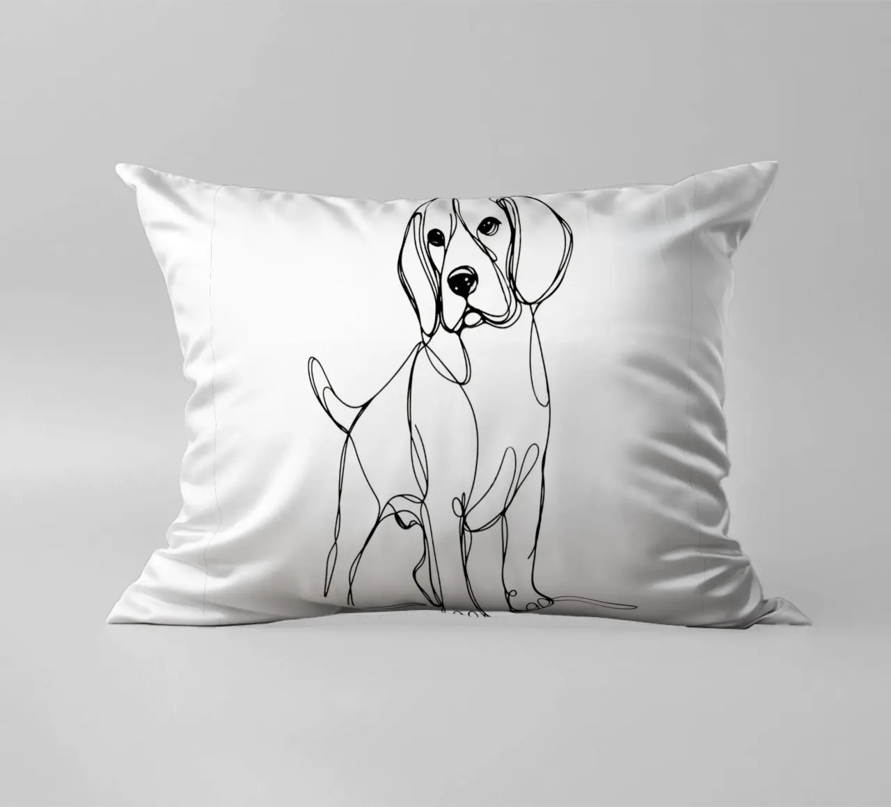 Disegno artistico lineare del cane beagle cuscino da WijdevenDesign