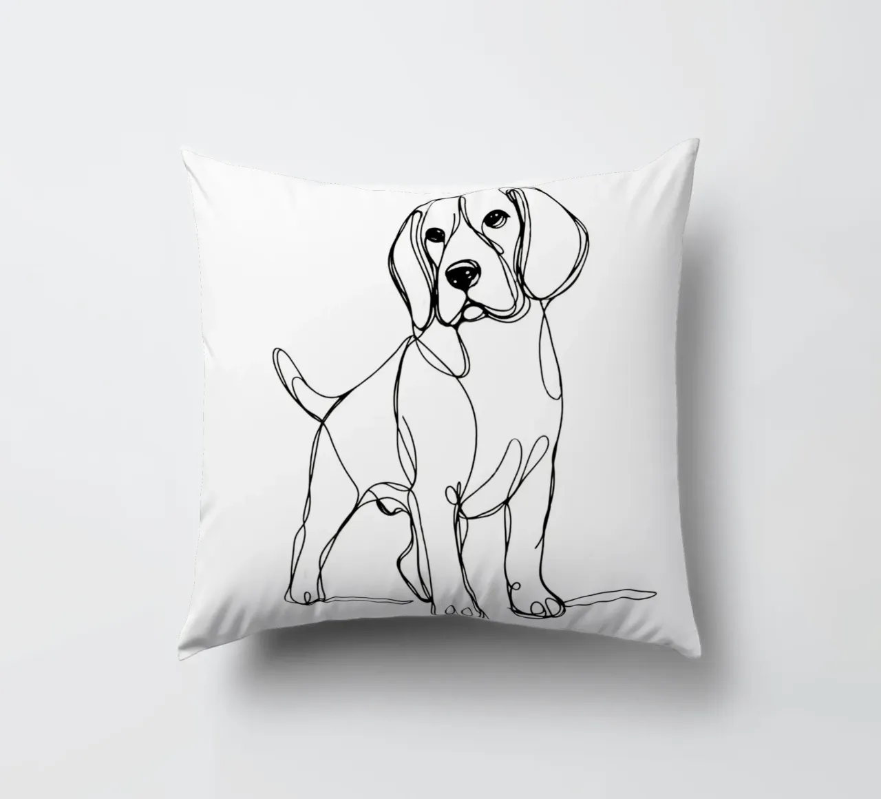 Disegno artistico lineare del cane beagle cuscino da WijdevenDesign