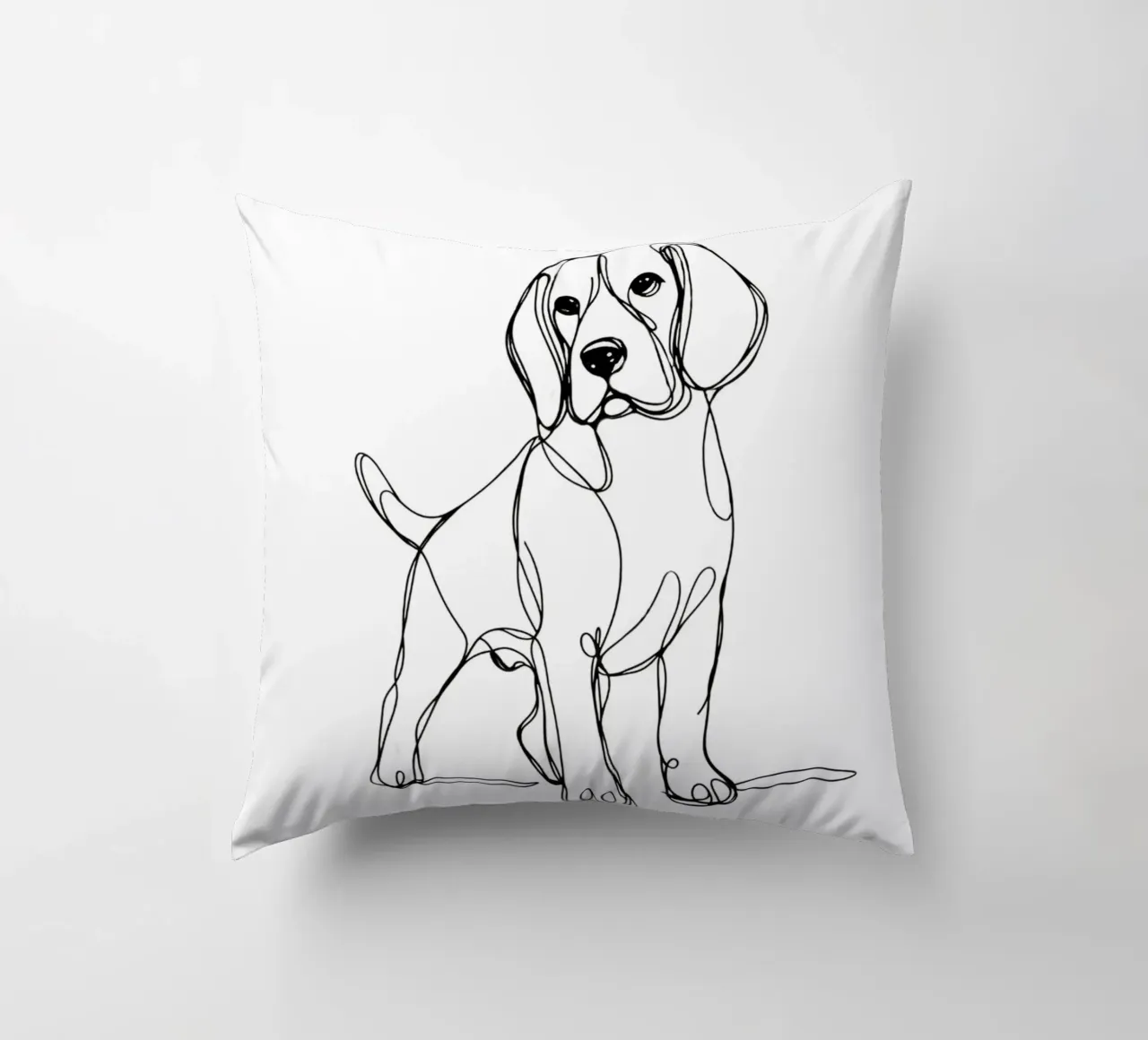 Disegno artistico lineare del cane beagle cuscino da WijdevenDesign